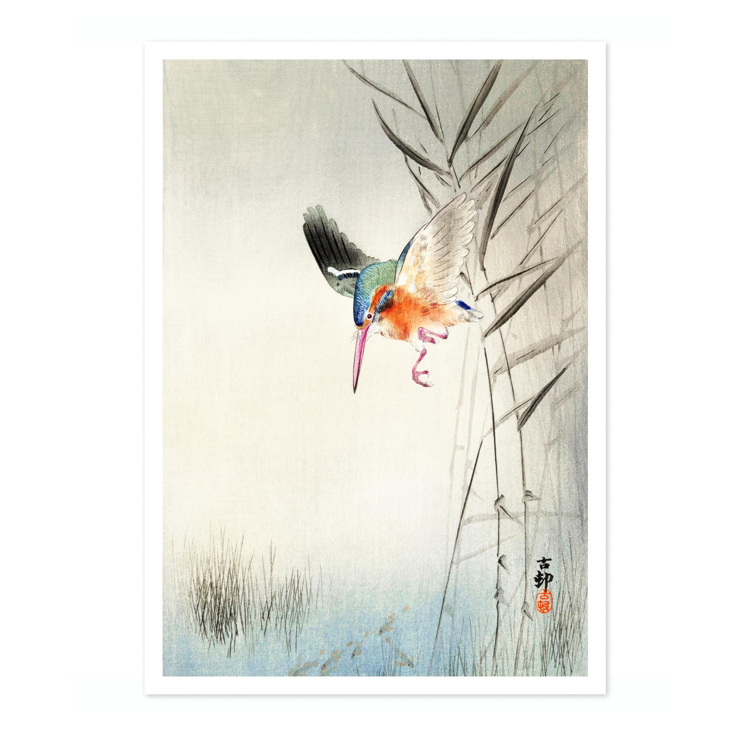 Kingfisher Hunting For Fish In The Water Ohara Koson Poster, Japanese Woodblock Ukiyo-E Print, Vintage Bird Art Picture Animal Painting Wall Art, Birds Home Decor, 50x70cm (Print Only) - 50x70cm — image 1