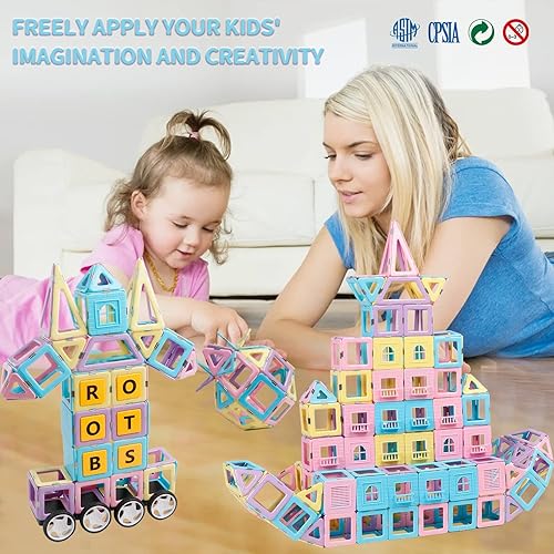 Miniatura 4 de MAGBLOCK Bloques de construcción de azulejos magnéticos, regalo para niñas y niños de 3 a 8 años, juguetes educativos para niños y niñas