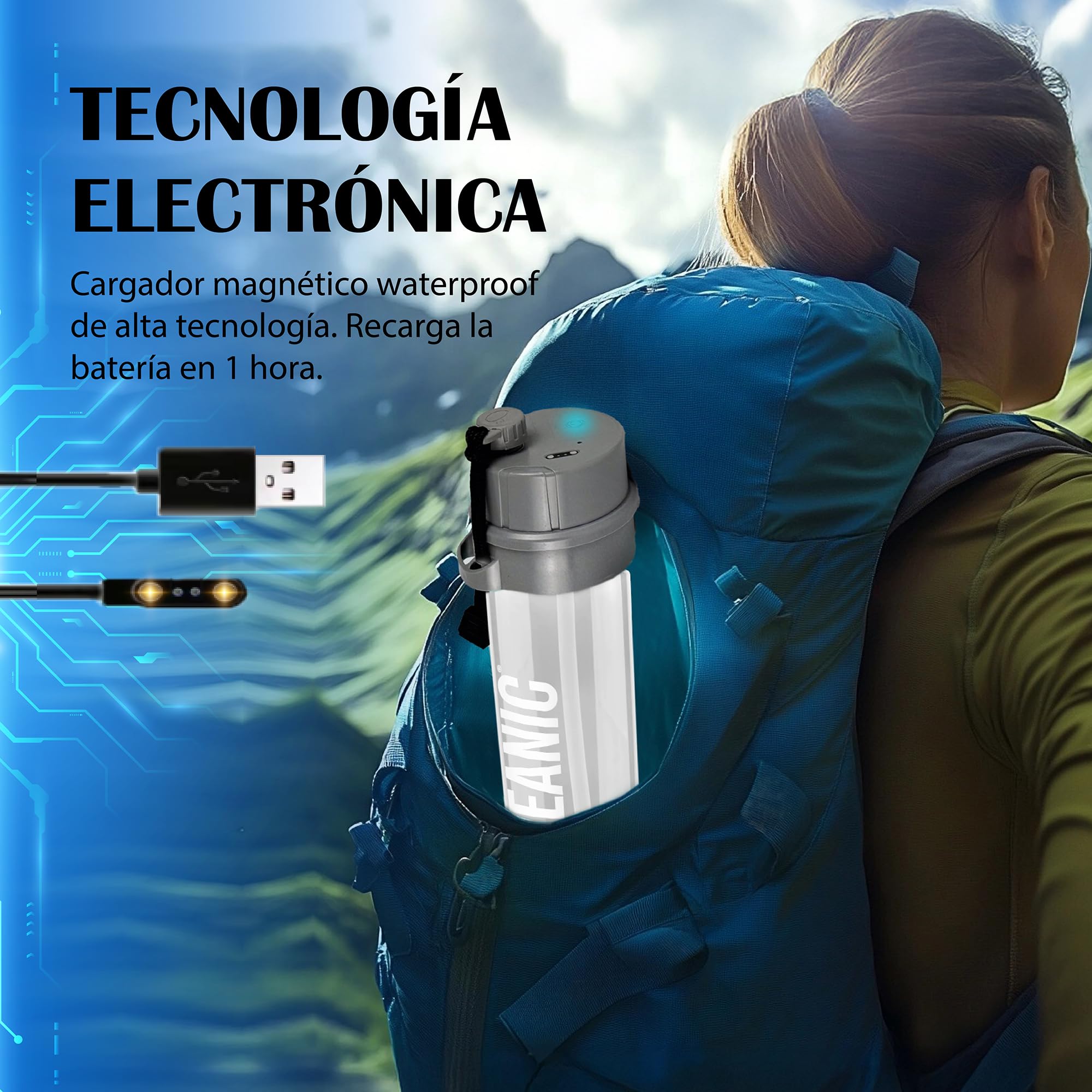 EcoBottle 2.0 750 ml Rosa – Botella Purificadora de Agua Reutilizable | Ozonizador de agua portátil | Elimina virus y bacterias | Sin filtros