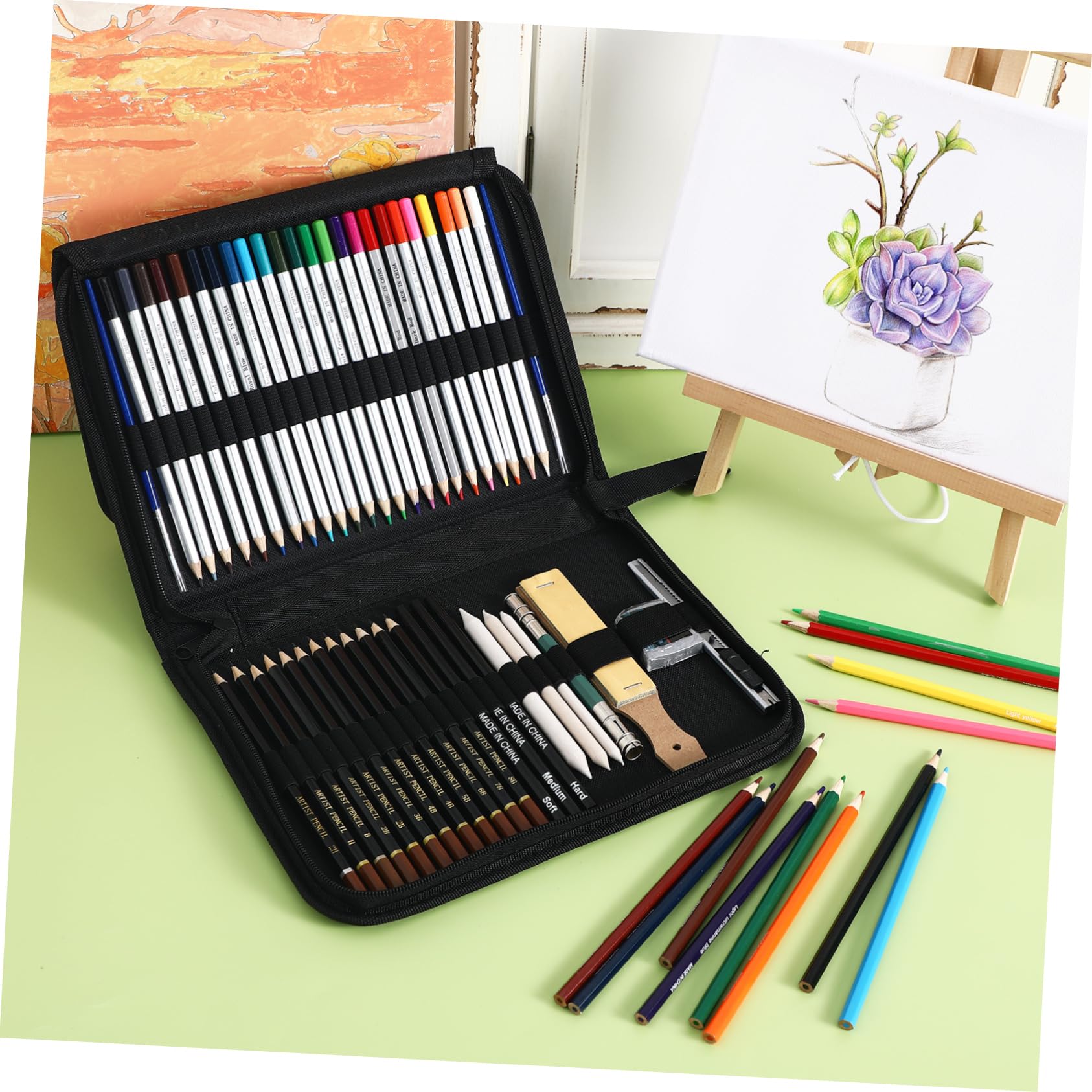 Ensemble de Crayons de Couleur 1 Set en Bois pour Dessin et Ombrage