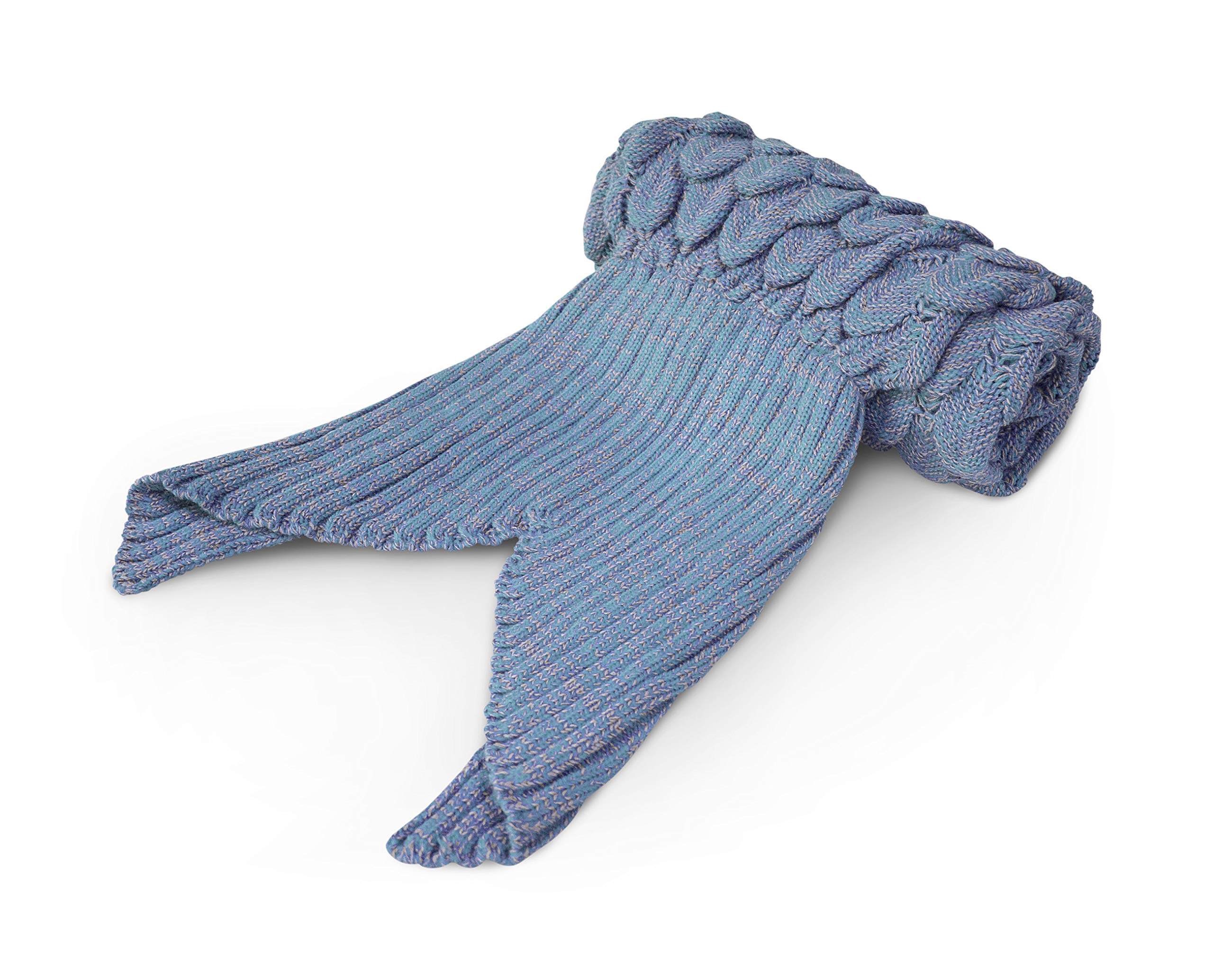 Intimates Mermaid Tail Blanket, Mermaid Sleeping Bag for Kids and Adults, Handmade Knitted Mermaid Tail Blanket, Birthday Xmas Gifts for Her 70x180cms (Blue)