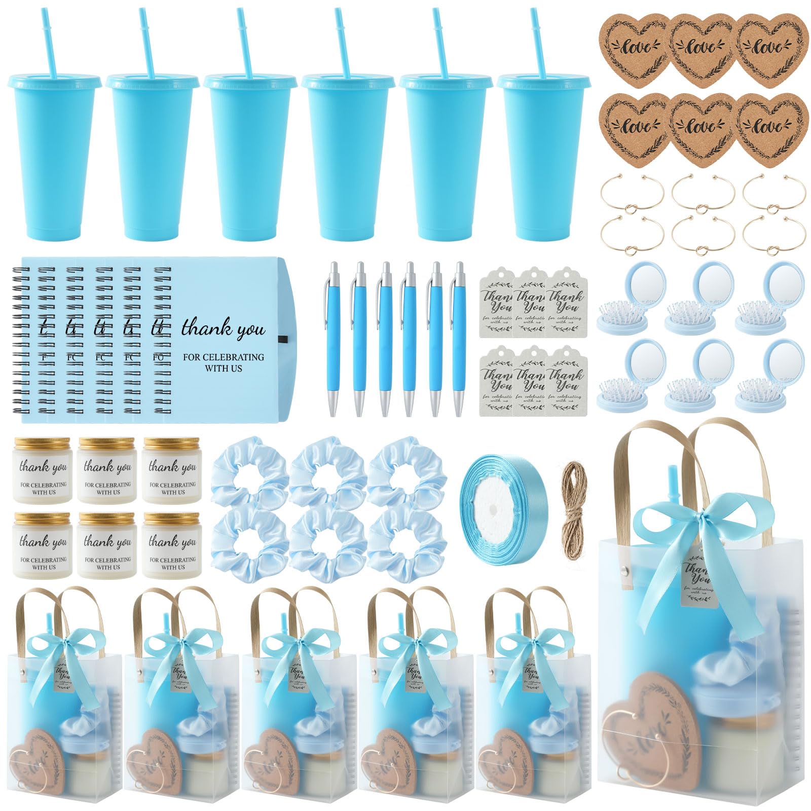 62 sztuki nagrody dla zdobywców gier, zestaw upominkowy na baby shower do gier, prysznic dla nowożeńców i imprezy imprezowe, z notatnikami, świecami, lusterkiem ze szczotką do włosów, 62 szt