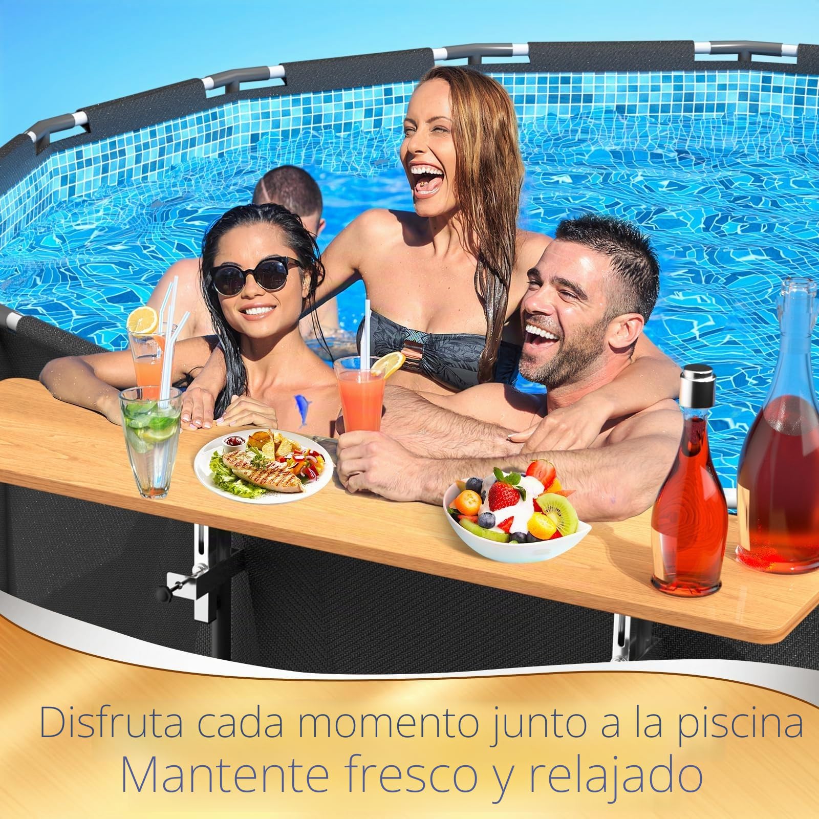 GFTIME Barra de piscina para Bestway, Intex sobre el suelo, redonda y ovalada, exclusivamente apto para rieles superiores de 9,4 cm o menos, barra de natación, estante de piscina sobre el suelo