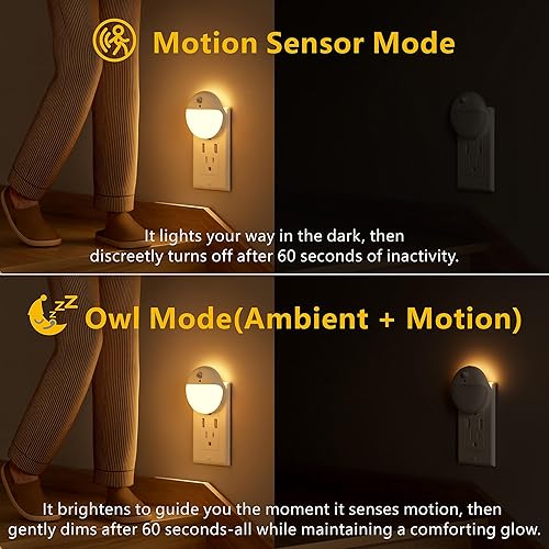 Miniatura 2 de Paquete de 2 luces nocturnas enchufables con sensor de movimiento y sensor de atardecer a amanecer, atenuación continua, luz nocturna LED blanca