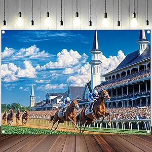 Amazon.com : Horse Race Decoration Backdrop 12 x 10 ft,Horse Racing ...