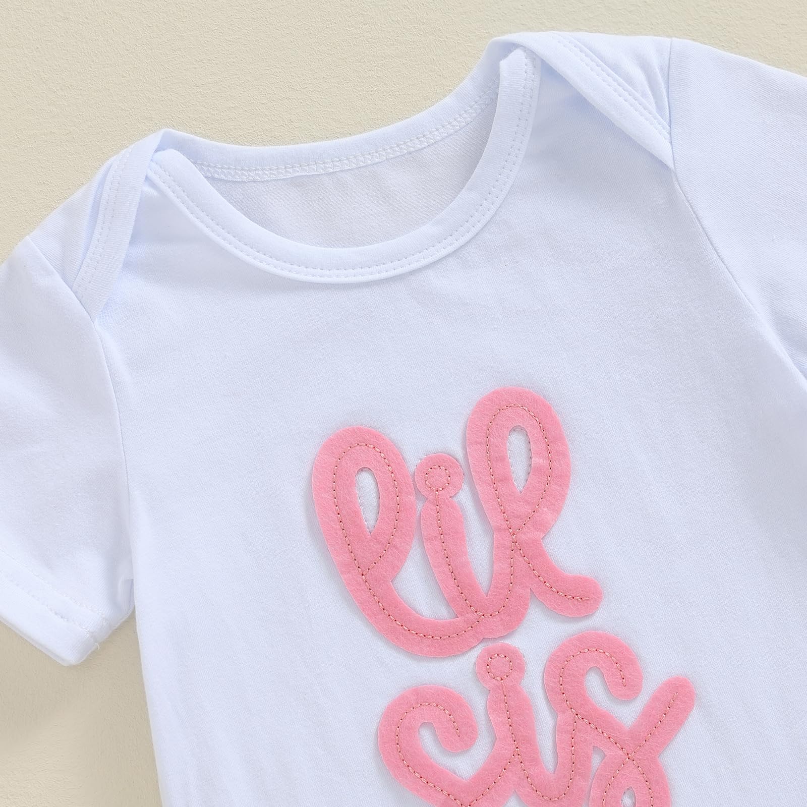 Big Sister Little Sister Matching Outfits Letters Short Sleeve Romper Bodysuit Plaid Shorts Baby Summer Clothes(B-White Lil Sis,6-12 Months)