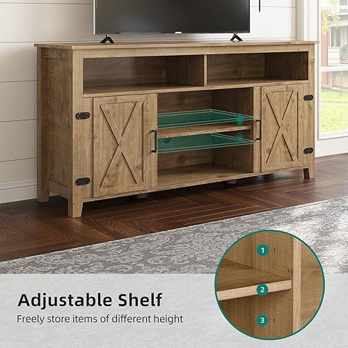 Miniatura 5 de YITAHOME Highboy Farmhouse - Soporte de TV con puerta de granero para TV de 65 pulgadas, centro de entretenimiento moderno para 300 libras, mueble