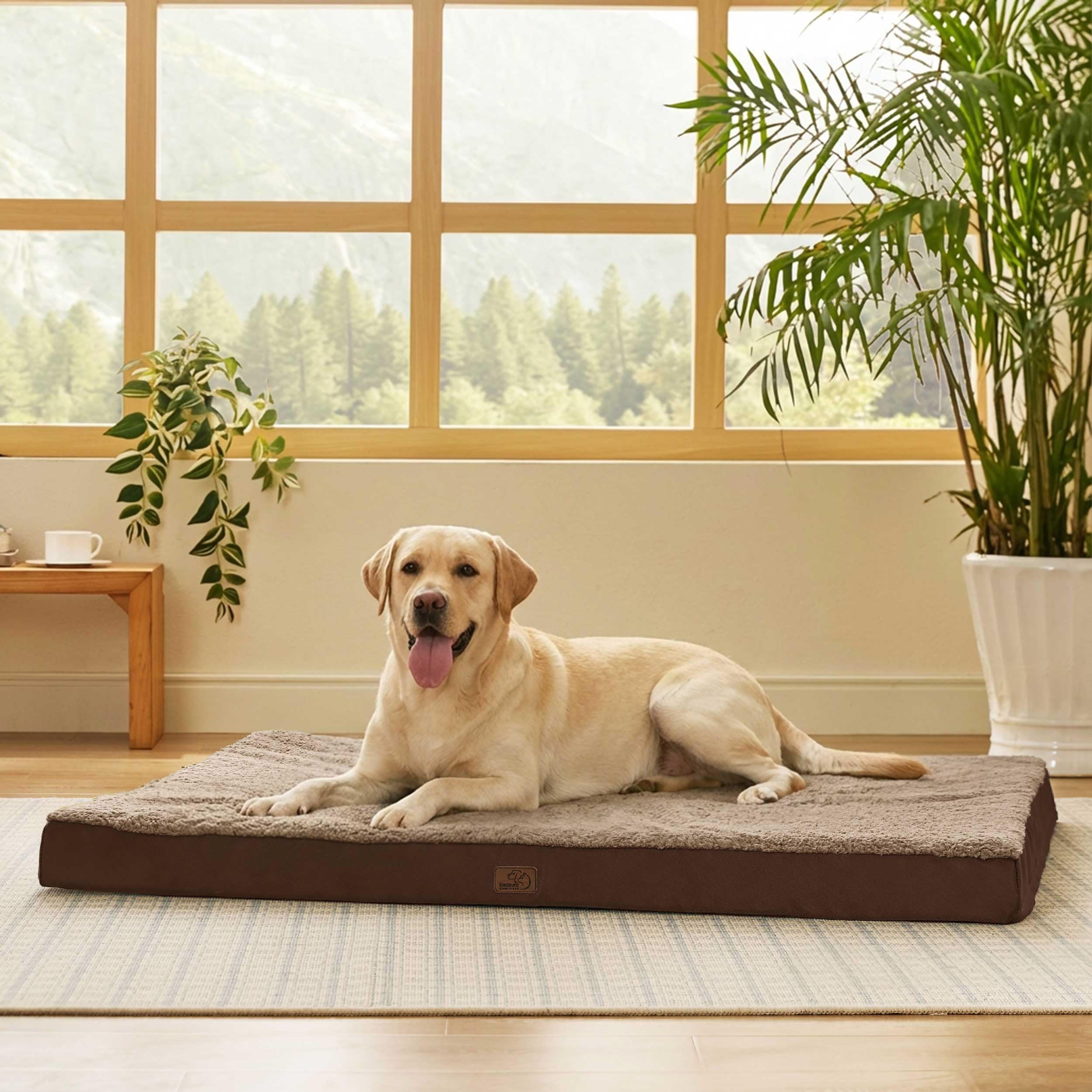 Bedsure Giant Dog Bed for Jumbo Dogs - 53" x 36" Flat Pet Beds with Removable Washable Cover, Orthopedic Egg Crate Foam Mat for Long-Bodied Pets Up to