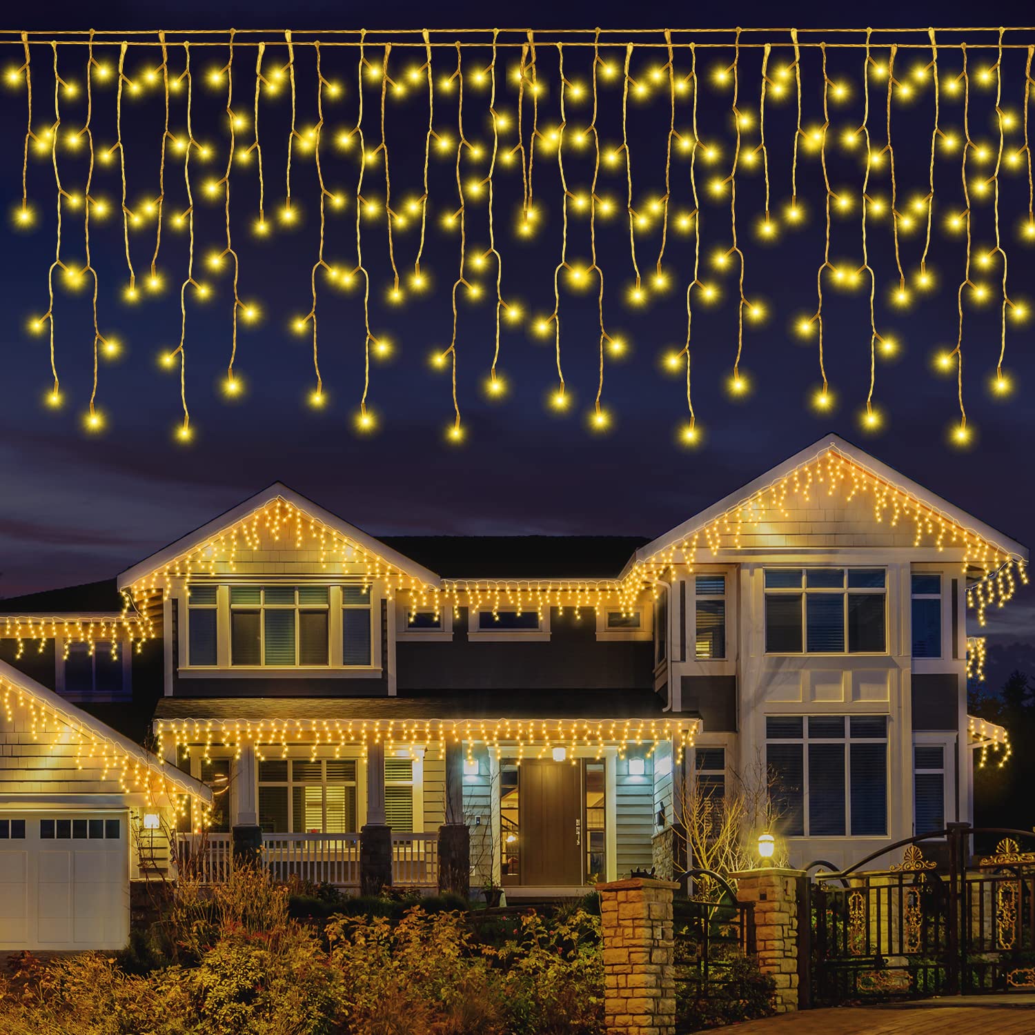 Buy AKASUKI Icicle Outdoor Christmas Lights, 56ft/17m 480 LED Warm