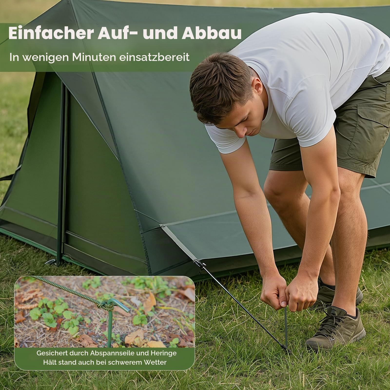 1 & 2 Personen Zelt kleines Packmaß Ultraleicht für Fahrrad oder Motorrad Reise 3000mm Wassersäule mit 200D-Oxford-Gewebe separatem Innenzelt Wandern Trekking Camping