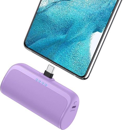 Mini cargador portátil de 5200 mAh, cargador de teléfono portátil ultracompacto USB C, batería de carga rápida PD de 18 W, respaldo compatible con