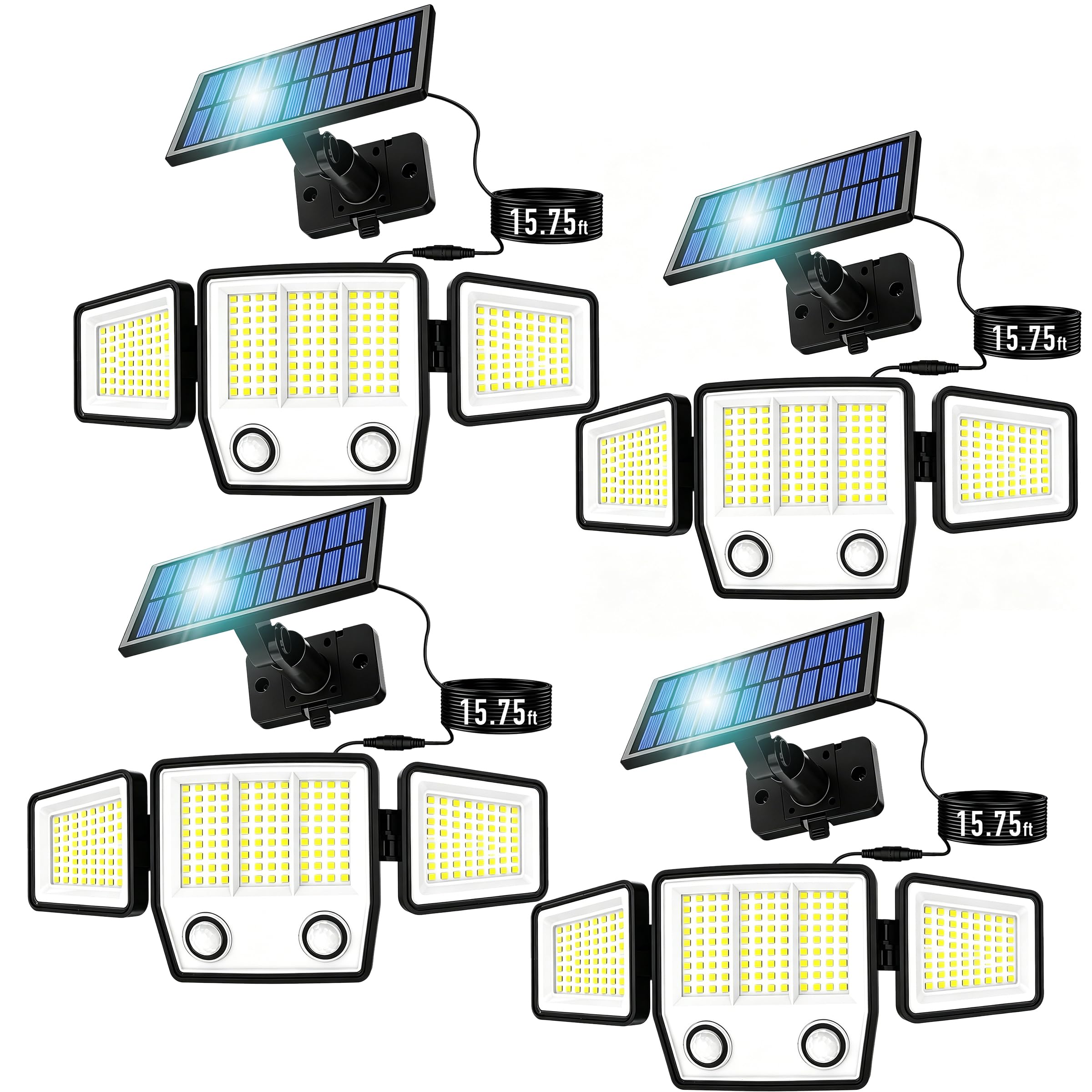 VENSSTNOR Solar Lights Outdoor Garden with 5M Cable - 3000LM Solar Security Lights Outdoor Motion Sensor, IP65 Waterproof Solar Flood Lights Outdoor for Garden Driveway Path