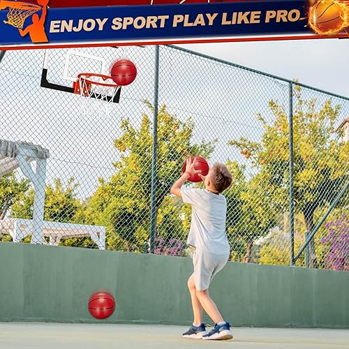 Miniatura 7 de Mini aro de baloncesto para interiores para puerta, aro de baloncesto para niños y adultos con borde grande de 9 pulgadas, 4 mini bolas de