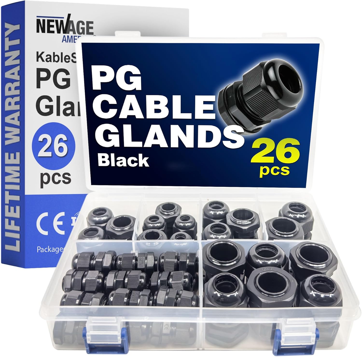 New Age America® 26個 PG KableLock™ ケーブルグランドキット | ホワイト | PG7 - PG19