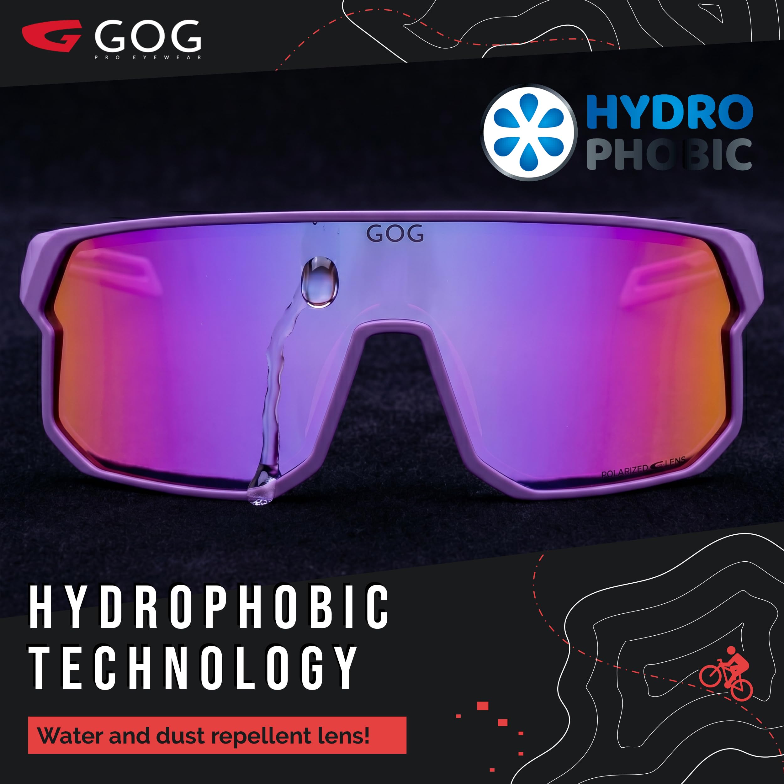 GOG Eyewear Polarisierte Fahrradbrille Sport-Sonnenbrille PC LENS TR90 grilamid UV400 Herren und Damen