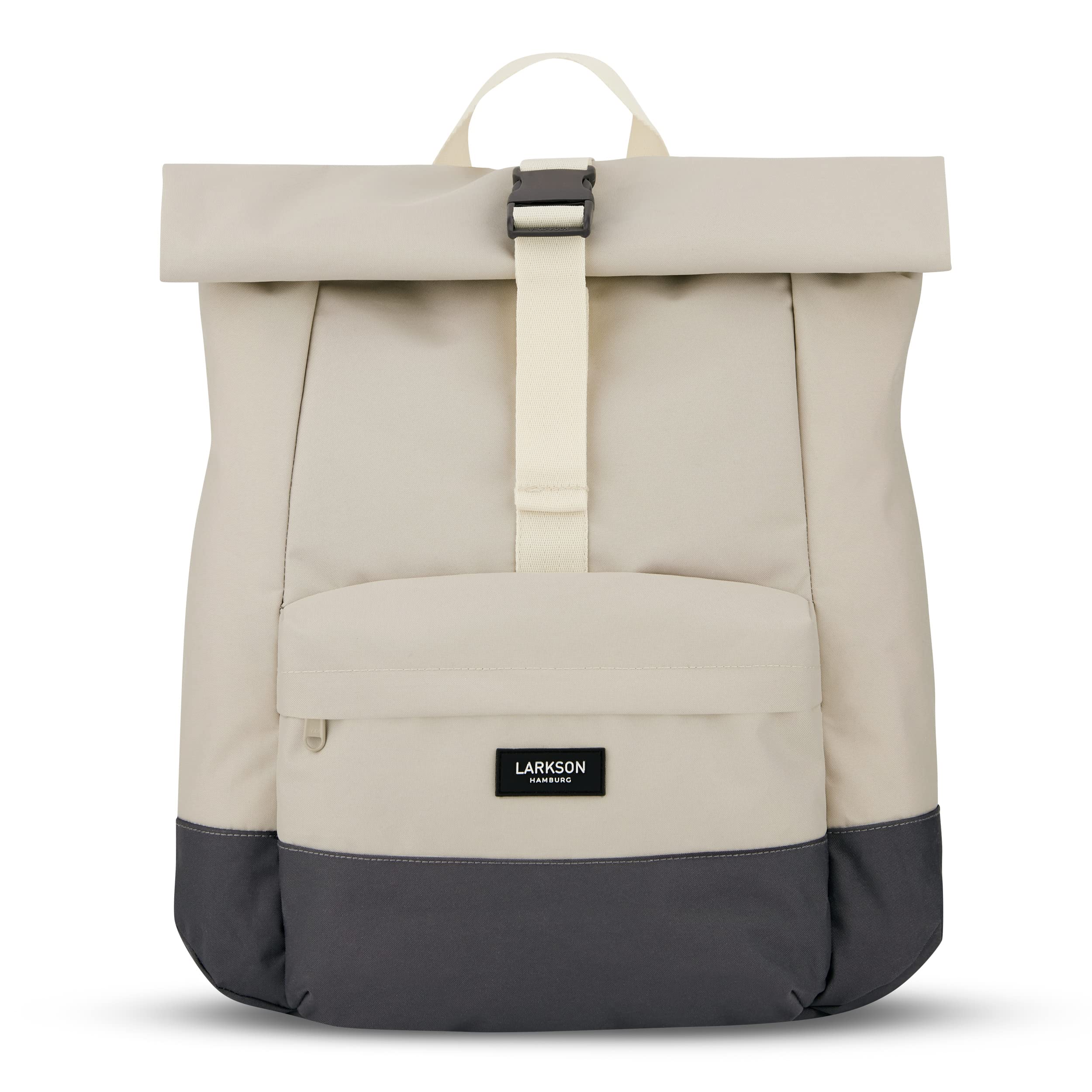 LARKSON Zaino Donna & Uomo Grigio - Alva - Zainetto Porta PC 15.6 Pollici - Rolltop ideale per Scuola, Viaggio, Lavoro Sportivo, Università - Idrorepellente