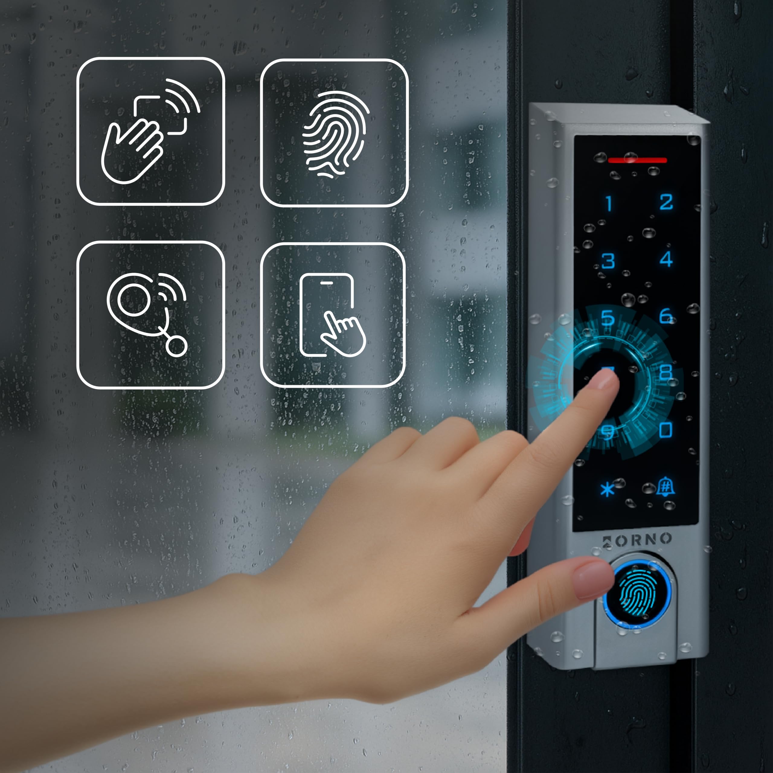 Digicode Portail avec Tuya App Serrure Connectée WiFi avec Accès par Porte-Clés RFID/Cartes/Empreinte Digitale/Code PIN/Tuya App - Résistante IP68