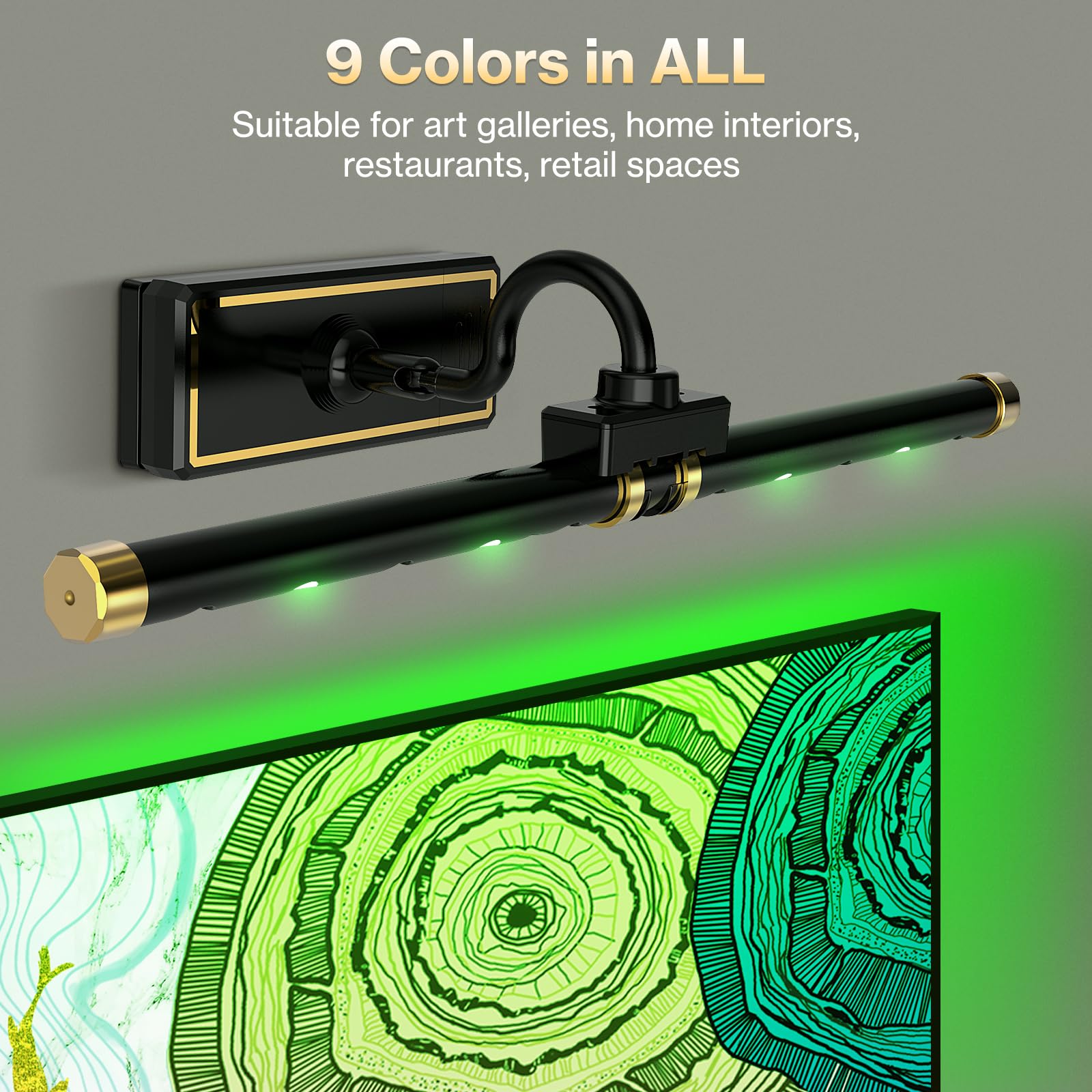 Luce per quadri senza fili con telecomando, applique a LED a batteria staccabile senza fili con timer dimmer, testa di luce ruotabile da 16 pollici per dipingere ritratti artistici