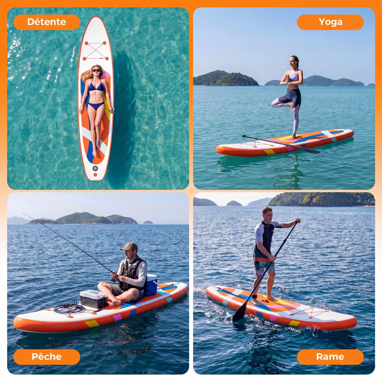 COSTWAY Planche de Paddle Board Gonflable, Paddle Réglable Aluminium, Accessoires Complets avec Sac à Dos et Pompe