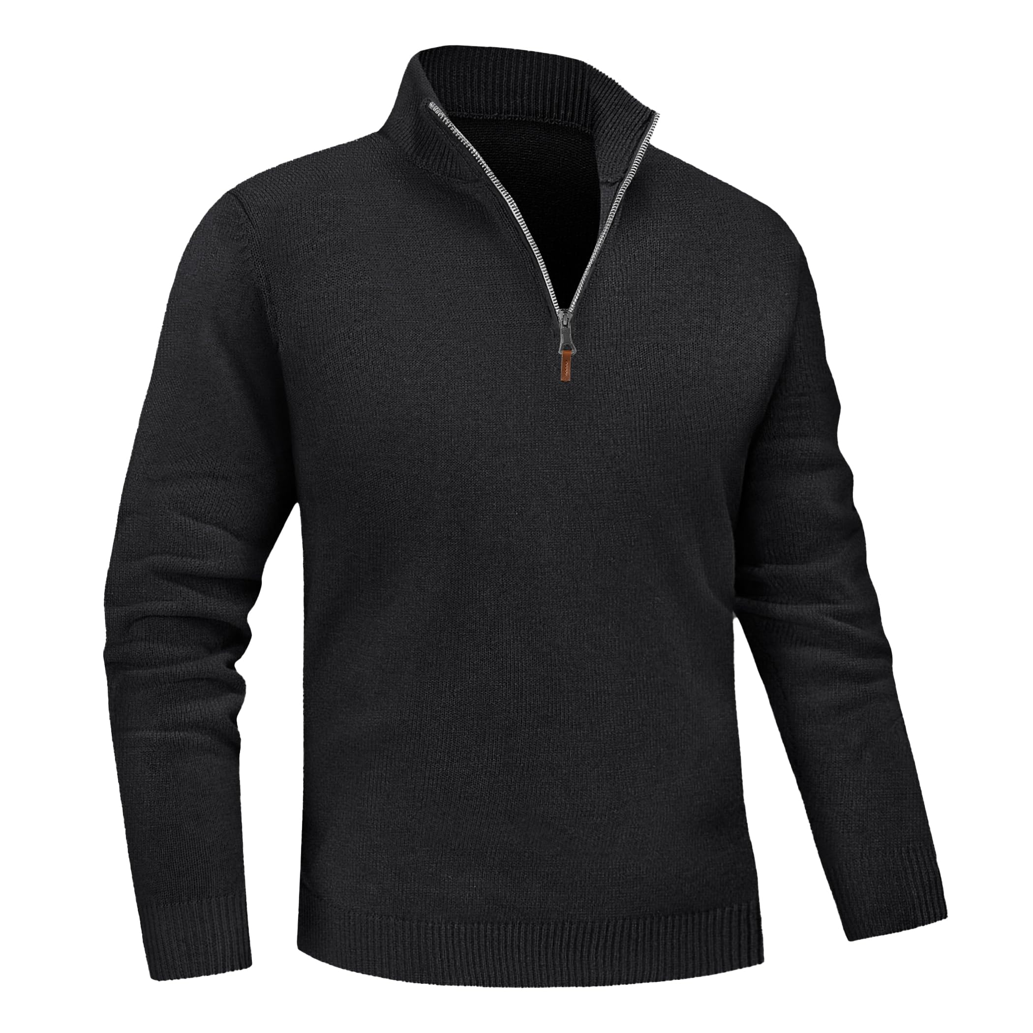 magnivit Men's Sweater Quarter Zip Pullover Fall Winter Spring Knitted Solid Color Sweater-picture-31