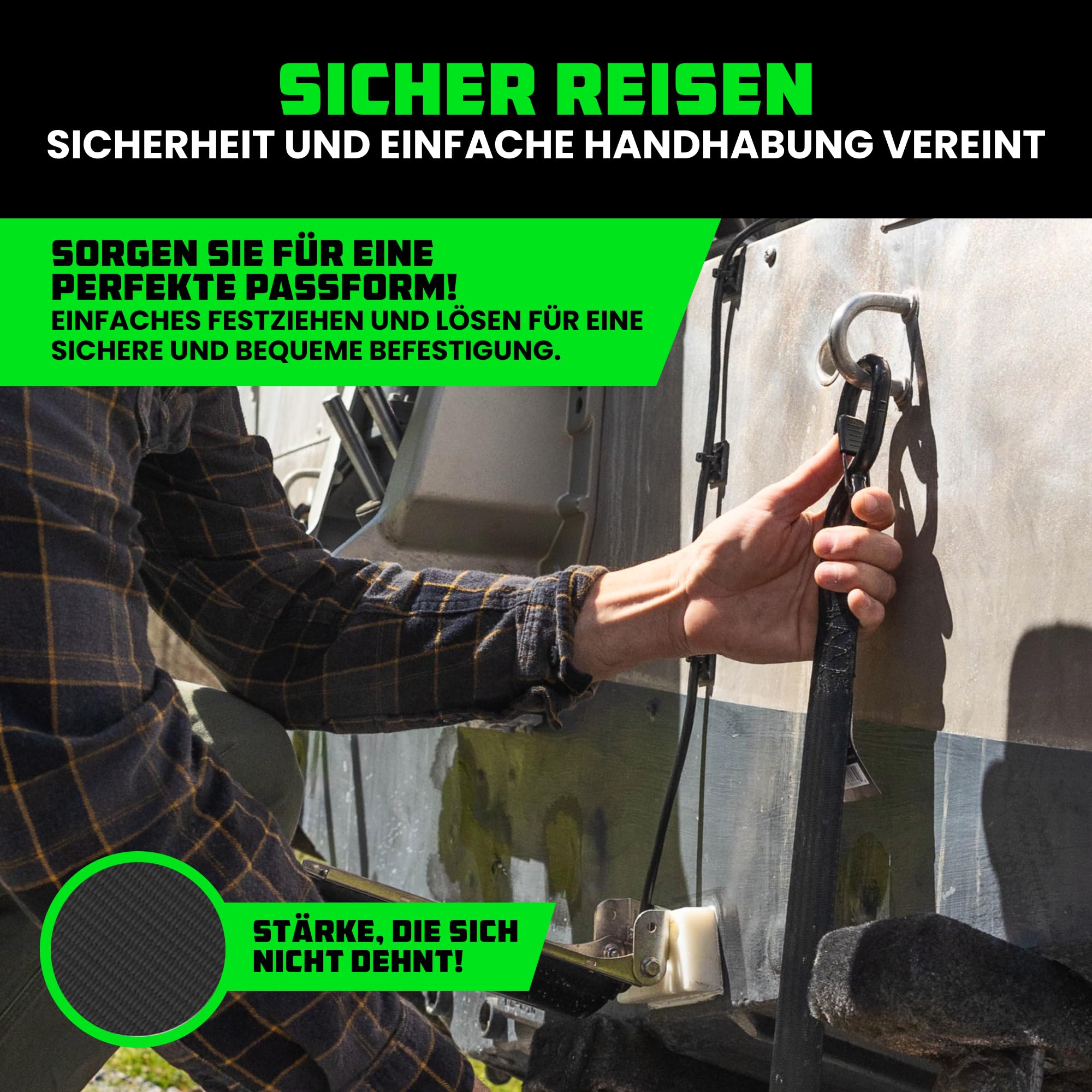 Rhino USA Einziehbare Bootsanhänger-Gurte (2er-Set) 5cm x 1,1m 1.300kg | 1.300kg Boots-Spanngurte für Anhänger. Robuster Edelstahl, Einziehbar & Salzwasserbeständig für Salzwasser-Einsatz.