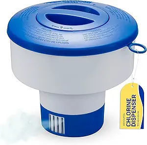 Floating Chlorine Dispenser for Pools Fits 3" Tablets - Pool Chlorine Floater with Adjustable Flow Vents Balanced Chemical Dispenser [3 Tablet Capacity] 7" Diameter Floater