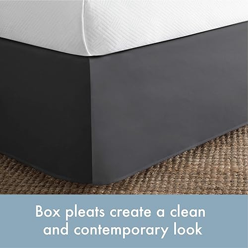 Miniatura 4 de Today's Home Falda de cama clásica a medida con volantes, diseño de mezcla de algodón, longitud de caída de 14 pulgadas, matrimonial, gris
