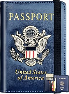 Passport Holder for Men Women Family, Passport Wallet, Passport Cover Travel Accessories, Metal US Badge Passport Case Passport Book with RFID Blocking, Cruise Accessories Must Haves Travel Essentials