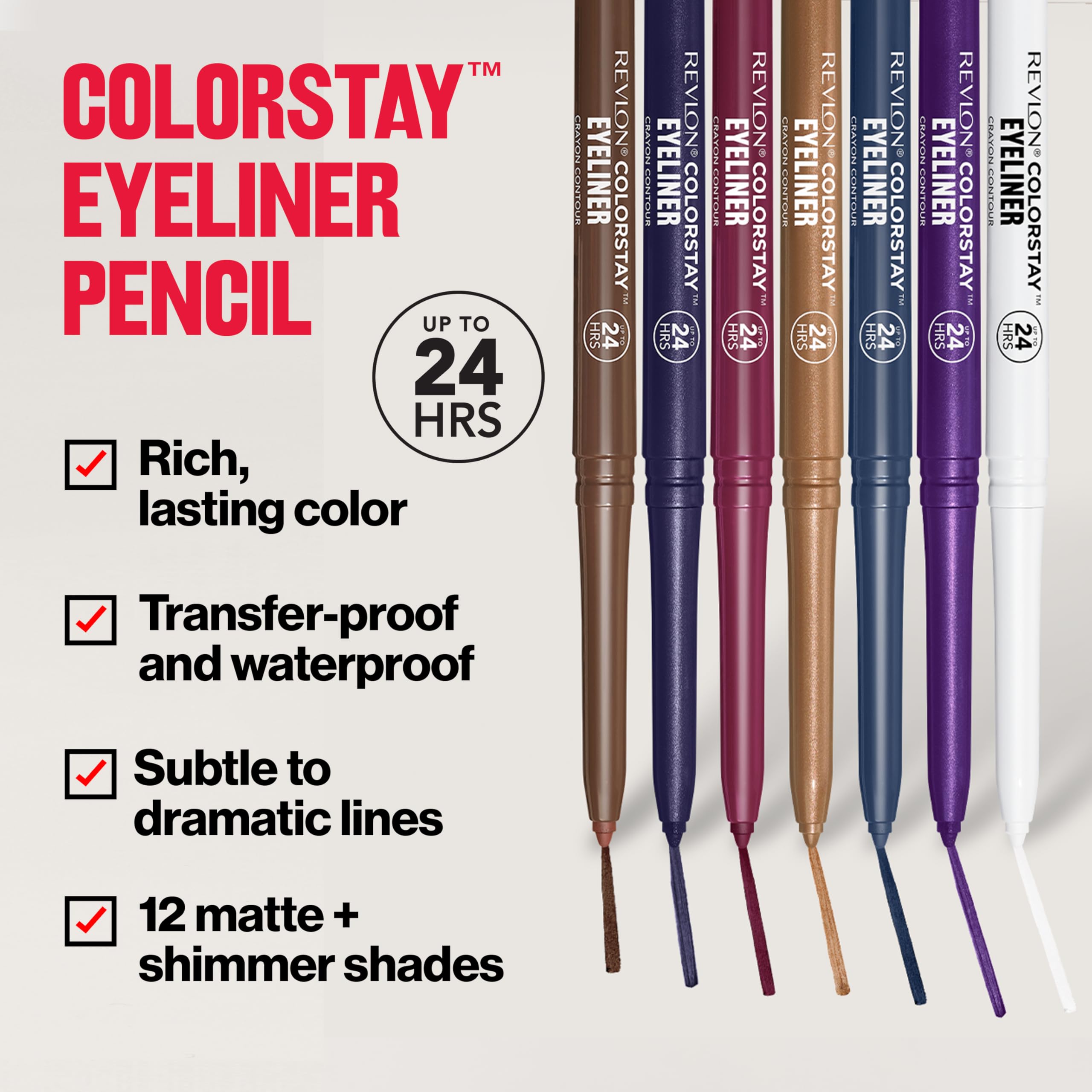 REVLON ColorStay Pencil Waterproof Eyeliner, Smudge-Proof, Eye Makeup with Built-In Sharpener, Packaging May Vary, 201 Black, 0.01 oz