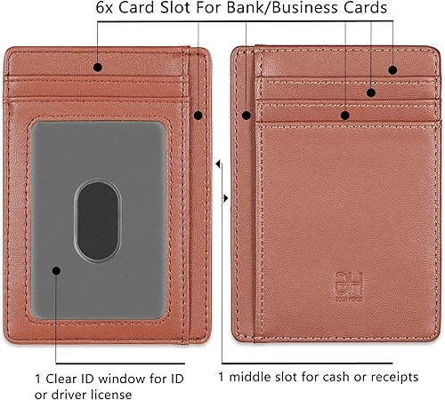 Miniatura 2 de Cartera delgada con bloqueo RFID para tarjetas, cartera minimalista de cuero con bolsillo frontal para mujer Slim, RFID Blocking, Minimalist, Front