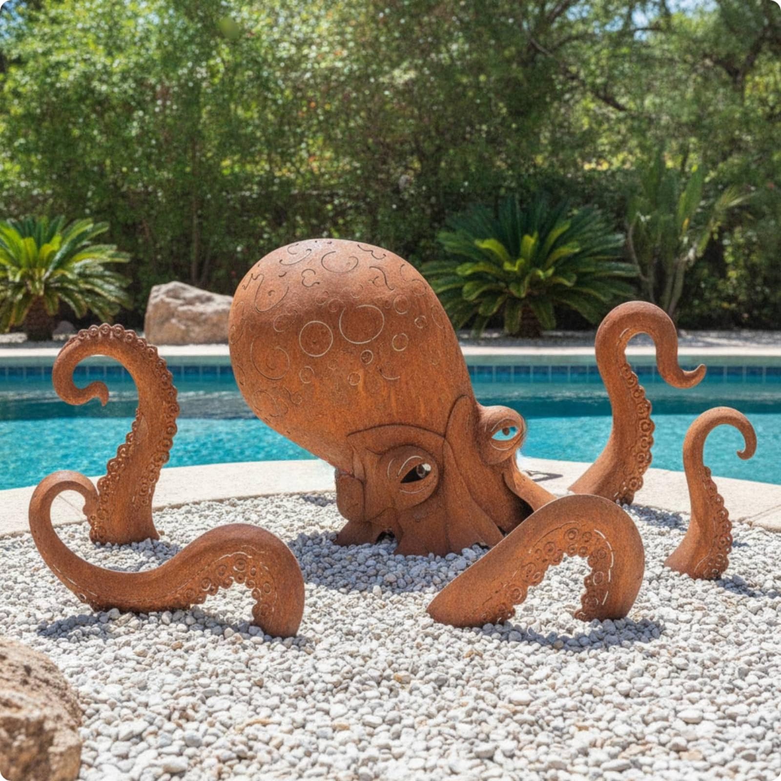Achtarm-Gartenfigur-Gartenfigur rustikal mit achtarm- handgefertigt skulptur für gartenliebhaber, sammler, Garten