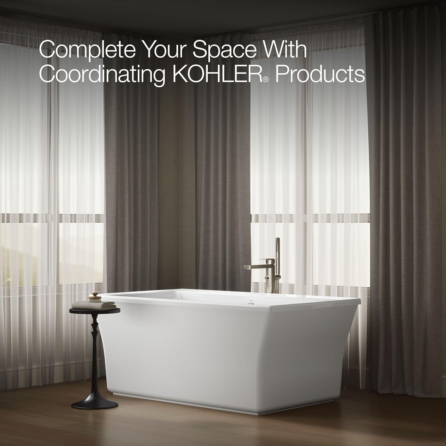 Kohler 24011-0 Stargaze® 60-1/4" x 34-1/4" freestanding bath with fluted shroud, White