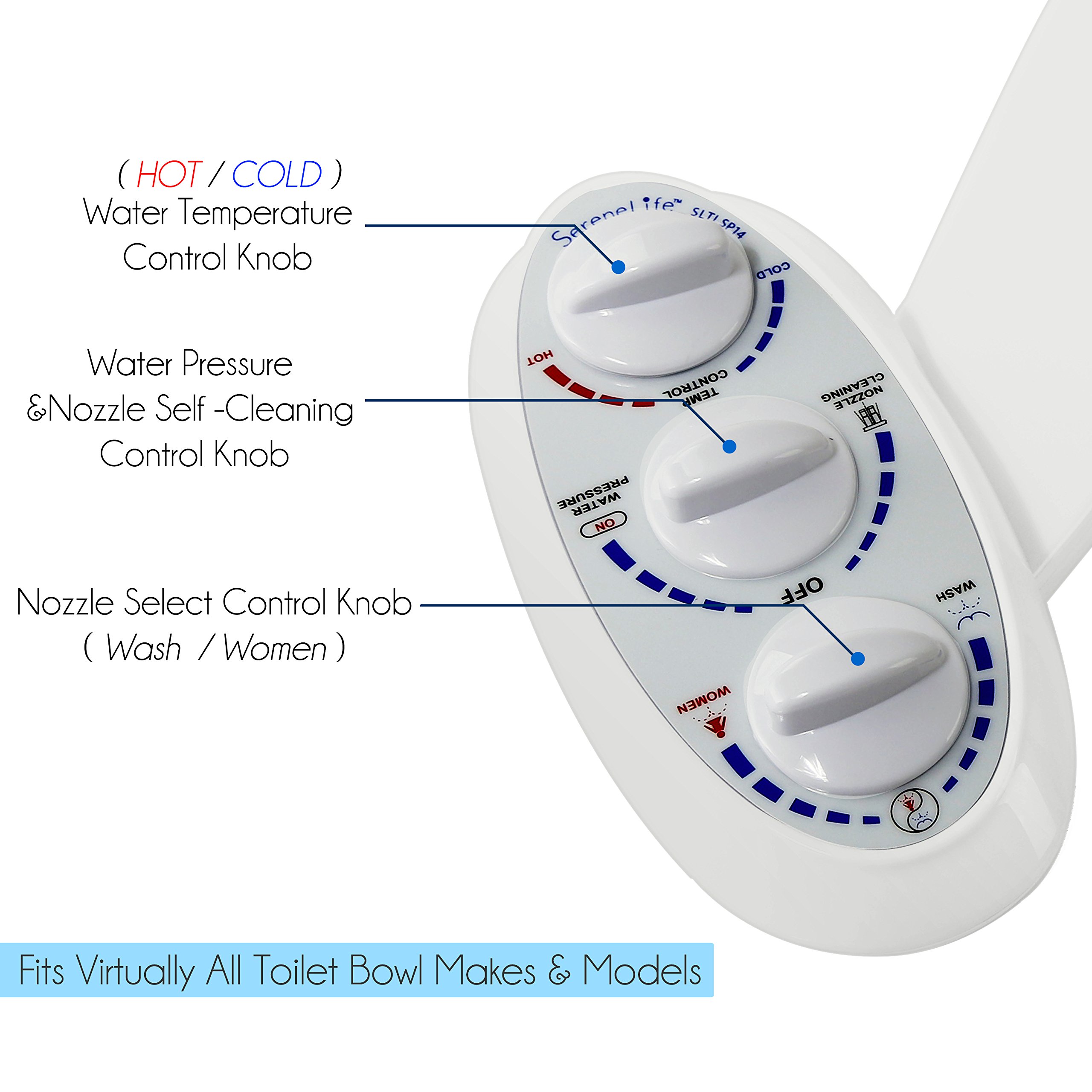Serenelife - Asiento de bidé para baño, función ajustable de agua fresca y caliente con pulverizador de plástico para una limpieza completa y cómoda, higiene personal no eléctrica estándar
