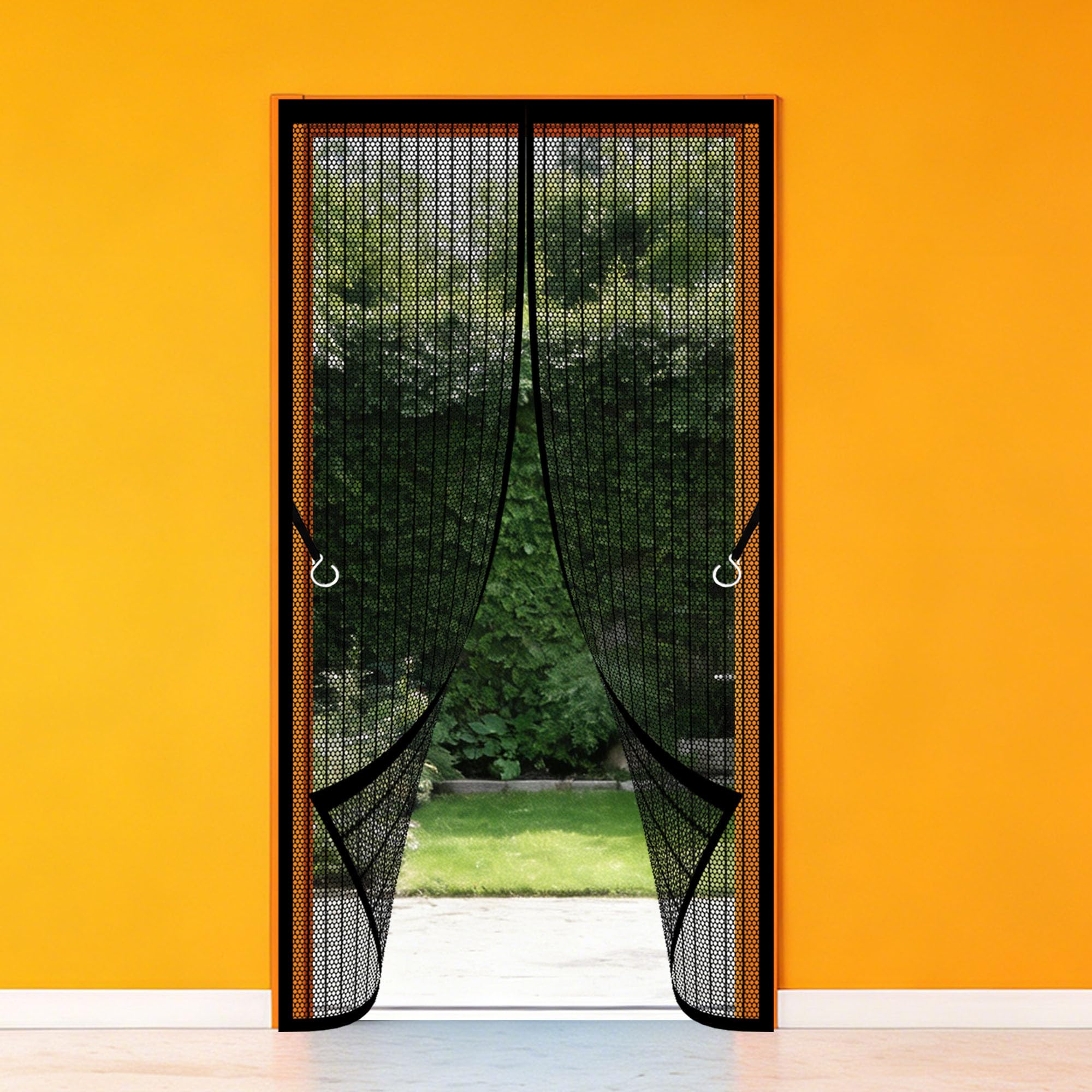 Moustiquaire magnétique pour porte 120x270 cm rideau noir en maille anti-insectes