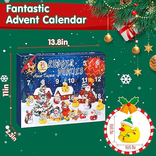 Miniatura 6 de Calendario de Adviento 2023, calendario de Adviento de cuenta regresiva de Navidad de 24 días con 24 patos de goma, juguetes divertidos para niños,
