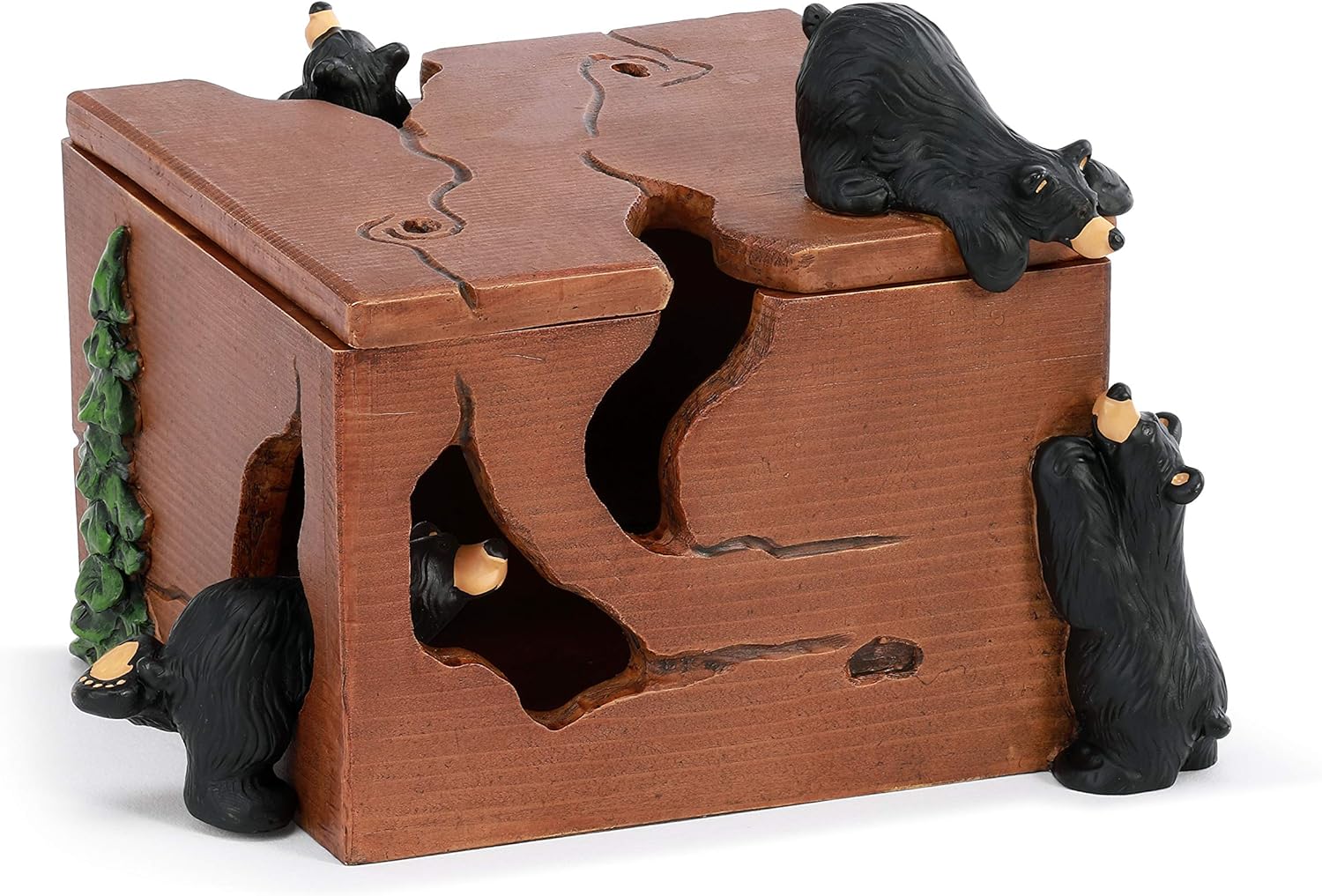 DEMDACO Climbing Bear Natural Brown 8 x 5 Hand Cast Resin Stone Decorative Box