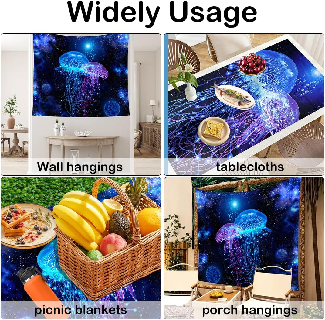 Koonafy Blacklight Jellyfish Wall Art - UV Reactive Jellyfish Fantasy Ocean Underwater Scene - Trippy Magical Art for Bedroom (50''X60'') image 5