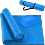 Tapis de yoga anti-déchirure haute densité BalanceFrom 1/4 pouce avec sangle de transport et blocs de yoga, plusieurs couleurs