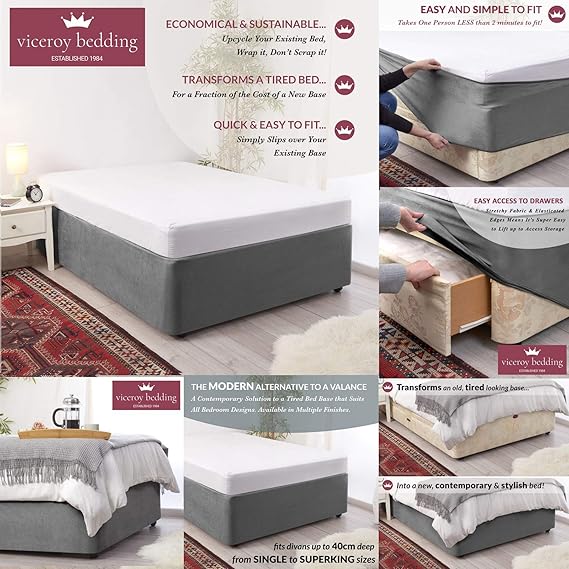 Bed Wrap FAUX SUEDE Divan Bed Base Wrap Valance Sheet COVER Alternative