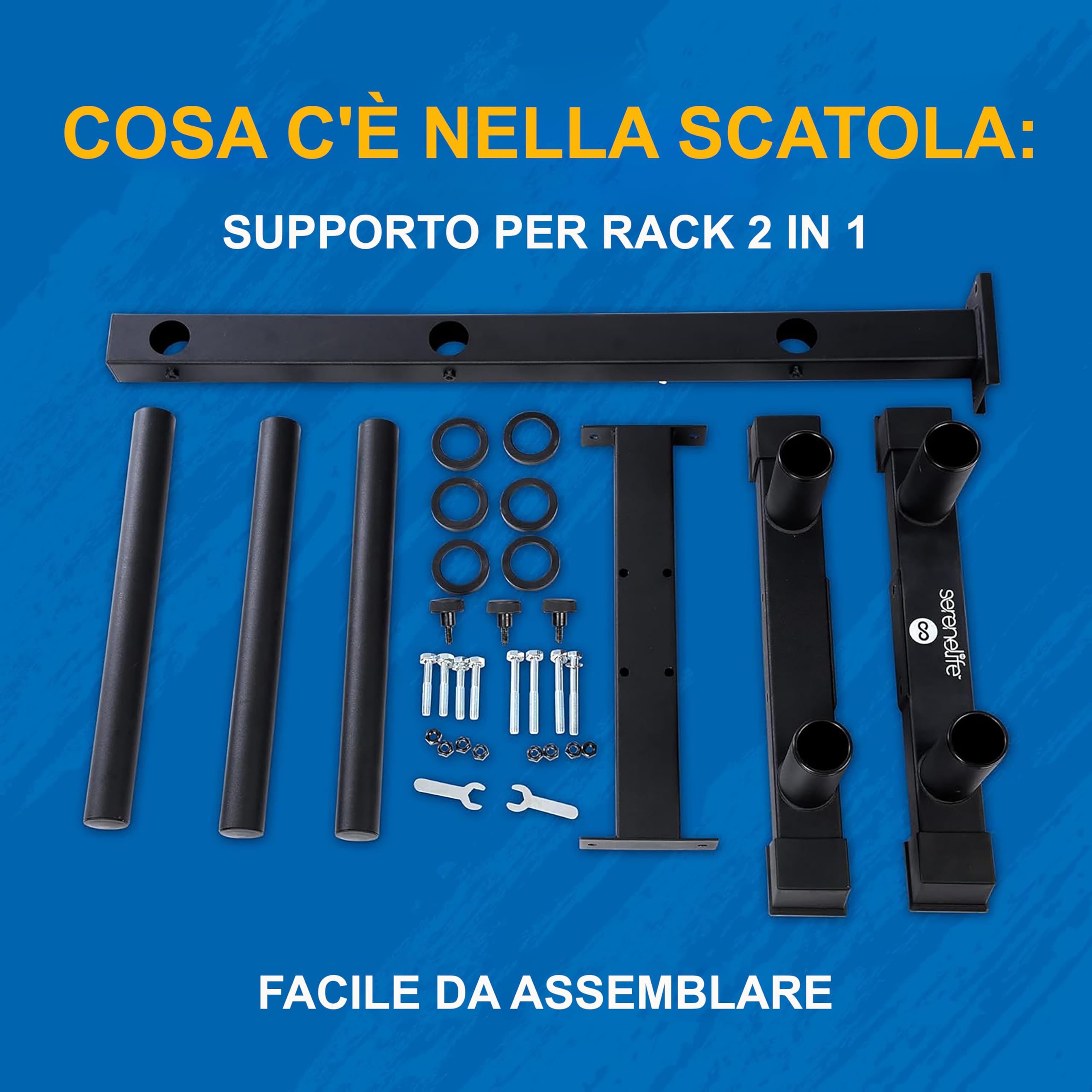 SereneLife Porta Dischi Palestra, Rastrelliera Pesi Capacità di 362,87 kg, Telaio Resistente ai Graffi, Finitura in Polvere, Facile da Montare, Compatto e Salvaspazio