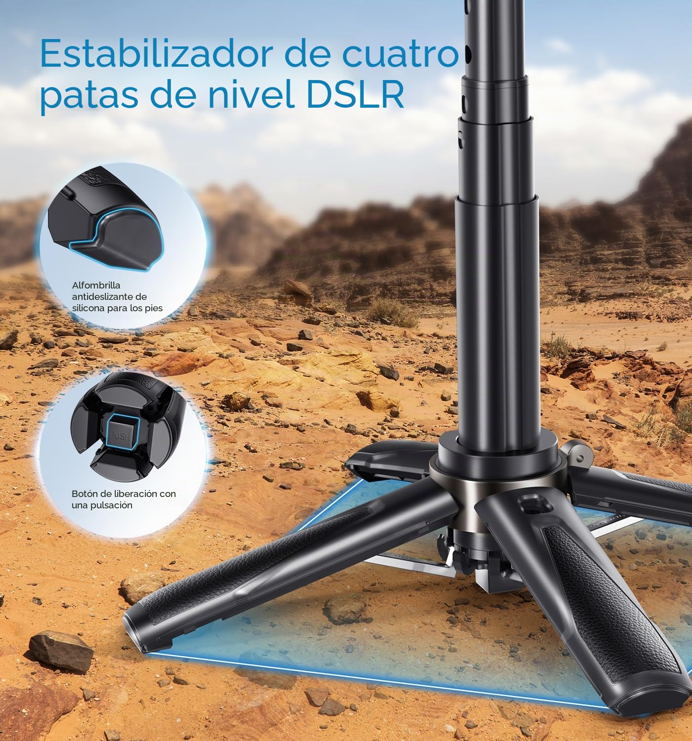 MAGIC JOHN Para palo selfie, pequeña palo selfie con luz de relleno, trípode Bluetooth para móvil con mando a distancia extraíble, compatible con iPhone, Samsung y
