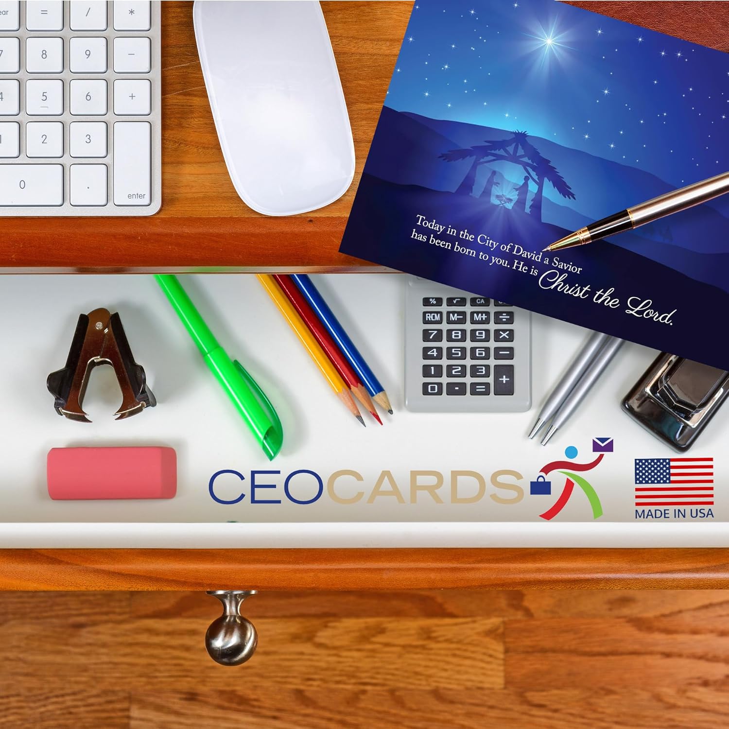 Christmas Cards for Business & Family (Nativity Scene) Christian Bulk Greeting Card Set Pack of 25 Christmas Cards with Envelopes (5x7 inch - A7) Great for Office, Work, Employees & Clients H1601