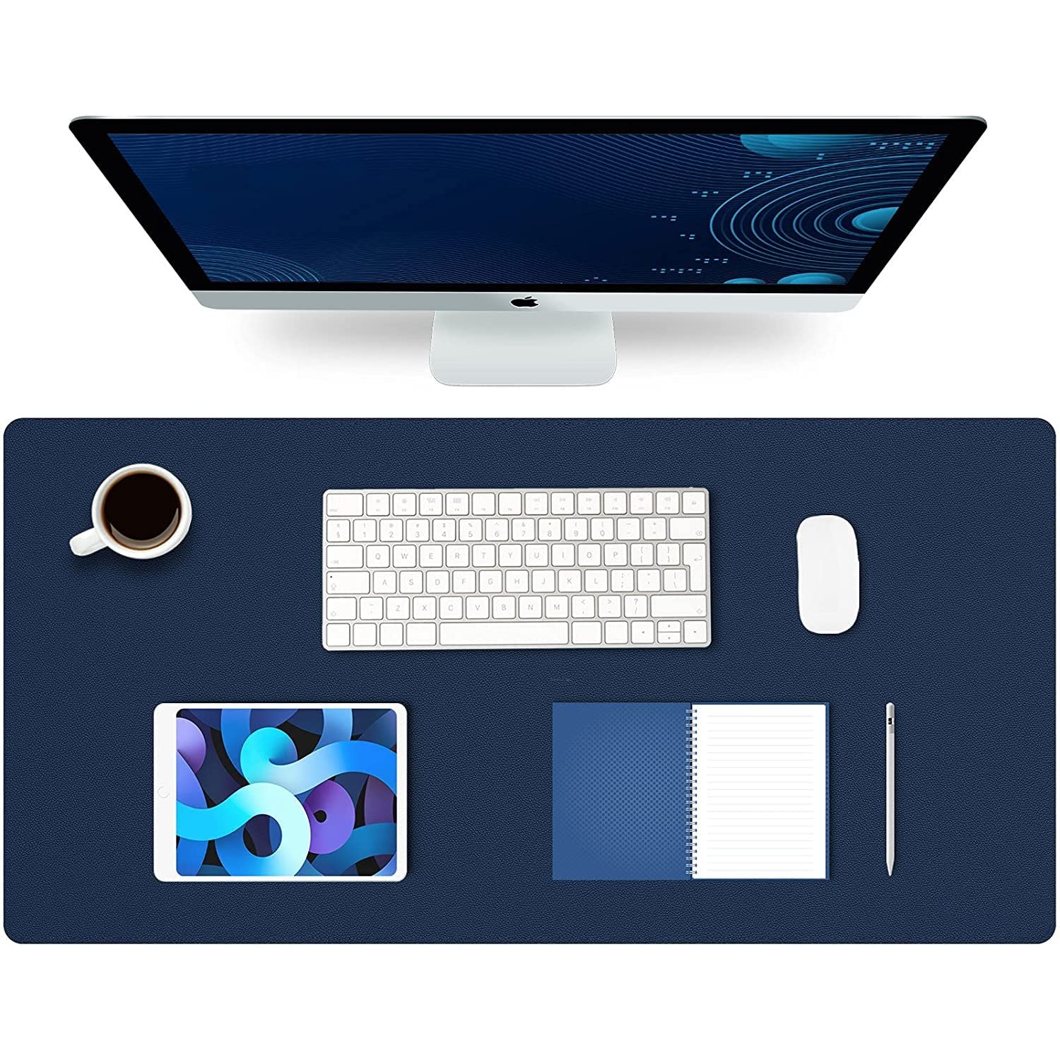 Leeonz PU Leather Rectangular Mouse Pad, Desk Pad, Pack of 1, Navy Blue & Orange (80x40 cm, Dual Side) (B0B5DFPVCC) Amazon Price History, Amazon Price Tracker