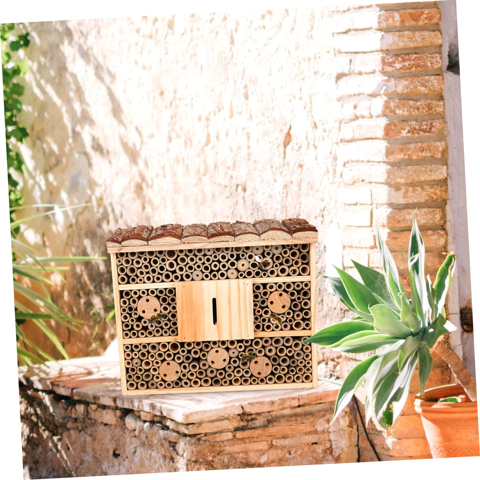 Casetta per Insetti in Legno Beige per Api e Dorifore, Casa di Legno da Giardino, Attira Insetti e Favorisce L’Ecosistema del Giardino