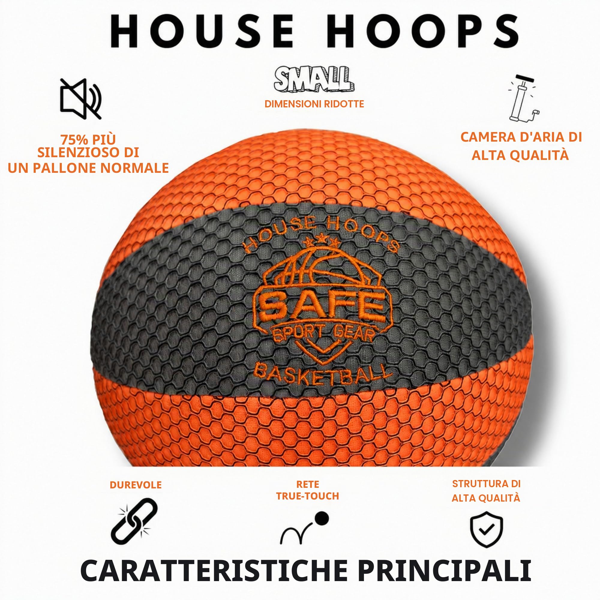 Safe Sport Gear HouseHoops Basketball – Pallone da basket indoor morbido e di alta qualità per la casa – Design durevole – Perfetto per il divertimento e l’attività fisica al chiuso
