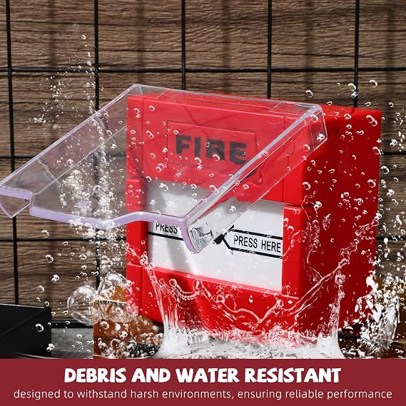 Reusable Manual Fire Alarm Button Emergency Call Point, Red Plastic