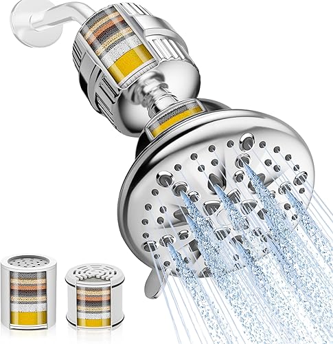 Cobbe Cabezal de ducha de lujo con doble filtro, alto rendimiento de 16+20 etapas, 99% de eliminación de filtros de ducha para agua dura, elimina disponible en Yaxa Costa Rica