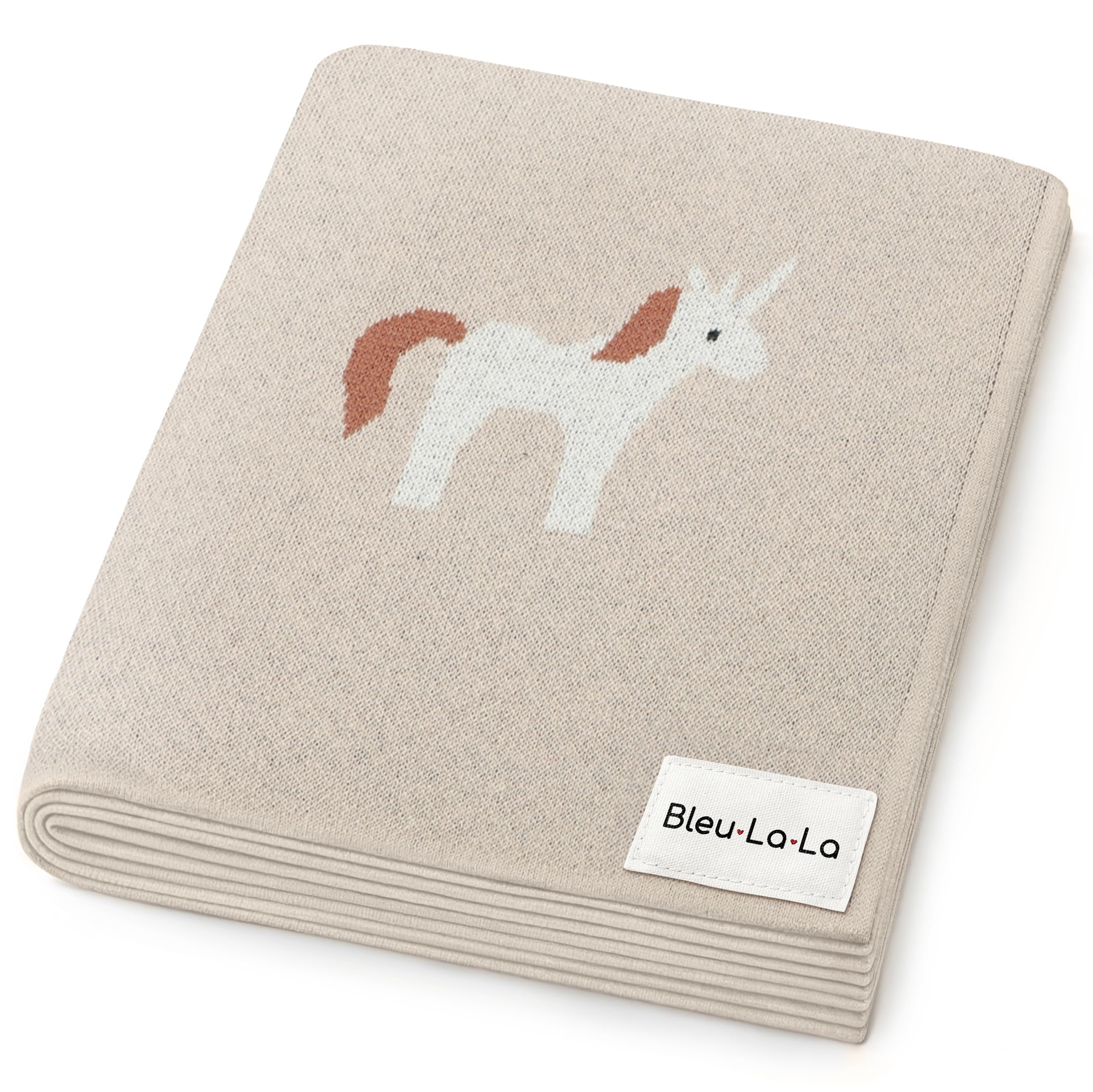 Unisex Baby Blanket for Girls and Boys 100% Cotton Buttery Soft Cozy Receiving Swaddle Crib Stroller Blanket for Shower Gift Registry for Newborns, Infants, Toddlers (Unicorn - Cream)