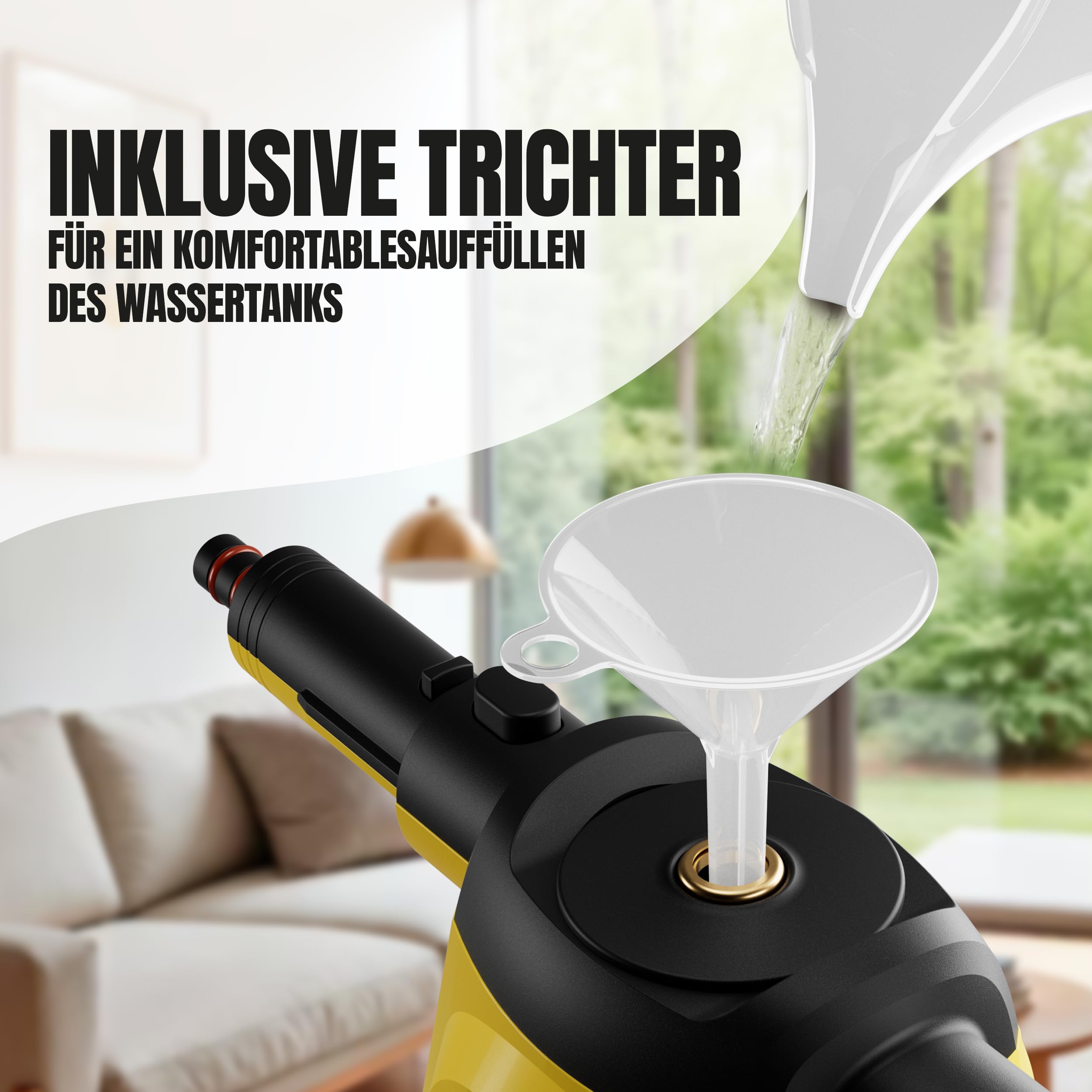 HEINRICHS Dampfreiniger, Handdampfreiniger für zuhause, Steam Cleaner, kurze Aufheizzeit 5 min., 400ml Wassertank, 3,5 Bar Dampfdruck, 5m Kabel, für Auto, Küche, Bad, Polster, Boden, Fenster, 1200W