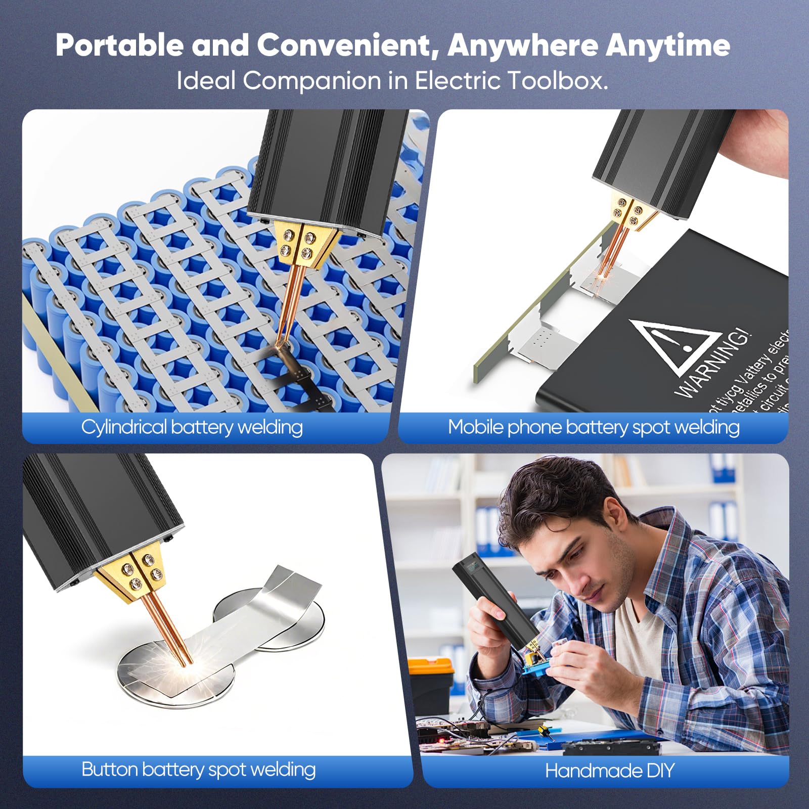 Soudeur par Points avec Batterie, Soudeuse par Points,5000 mAh, écran OLED, chargement Type-C, Automatique et Manuel, 80 Vitesses Réglables pour Les Batteries de Bricolage
